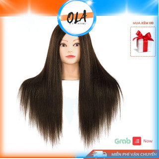 Đầu Manocanh Tóc Thật 70%  Đầu Canh Chịu Nhiệt Dùng Học Bới Tóc Có Thể Uốn Xoăn Dập Xù - Ola