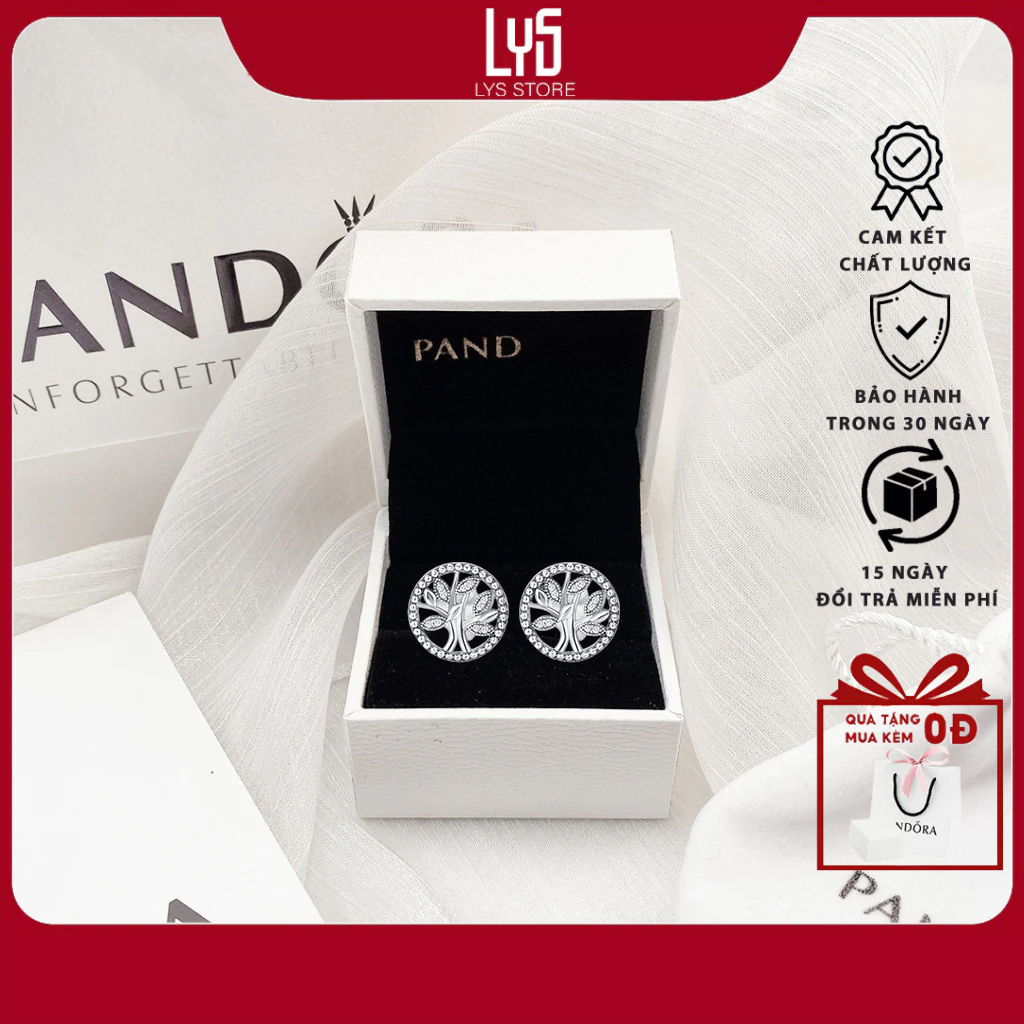 Khuyên tai bạc nữ Lys Sparkling Family Tree Stud Earrings 3049 Fullbox PAN