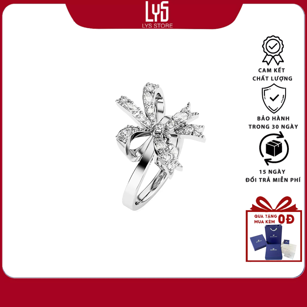 Nhẫn nữ Lys Volta Rhodium-Plated & Crystal Ring 8082