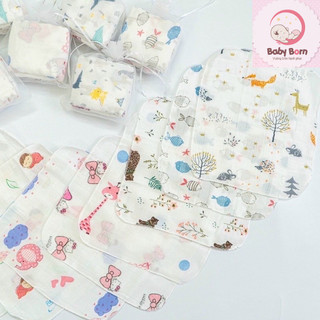 Set 10 khăn sữa sợi tre túi lưới cho bé sơ sinh