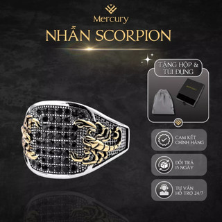Nhẫn nam Mercury Scorpion - Trang sức, phụ kiện đeo tay thời trang- Thiết kế gắn đá Zirconia đen họa tiết bọ cạp