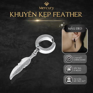 Khuyên tai kẹp nam Mercury Feather - Trang sức, Phụ kiện thời trang Unisex - Thiết kế Basic, cá tính