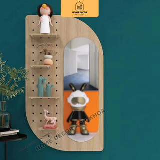 Kệ pegboard gỗ trang trí  tích hợp với gương hình xoài Home Decor Anh Khoa