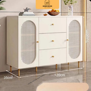 Tủ trang trí, tủ giày kết hợp cách mây gỗ MDF phủ melamine cốt xanh chống ẩm (GIAO HÀNG HOẢ TỐC)
