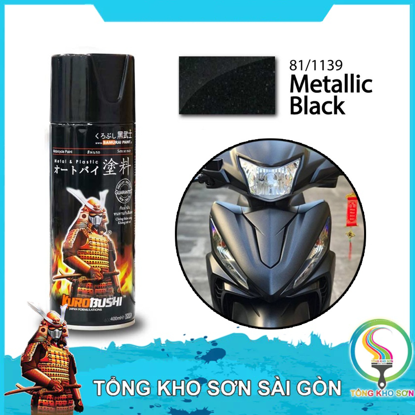 Bình sơn xịt 1139 màu đen kim loại - Son Samurai