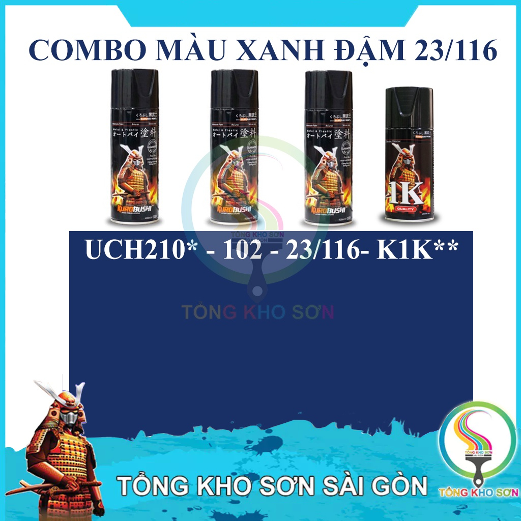 Combo Bình Sơn xịt màu xanh đậm 116 son xit Samurai