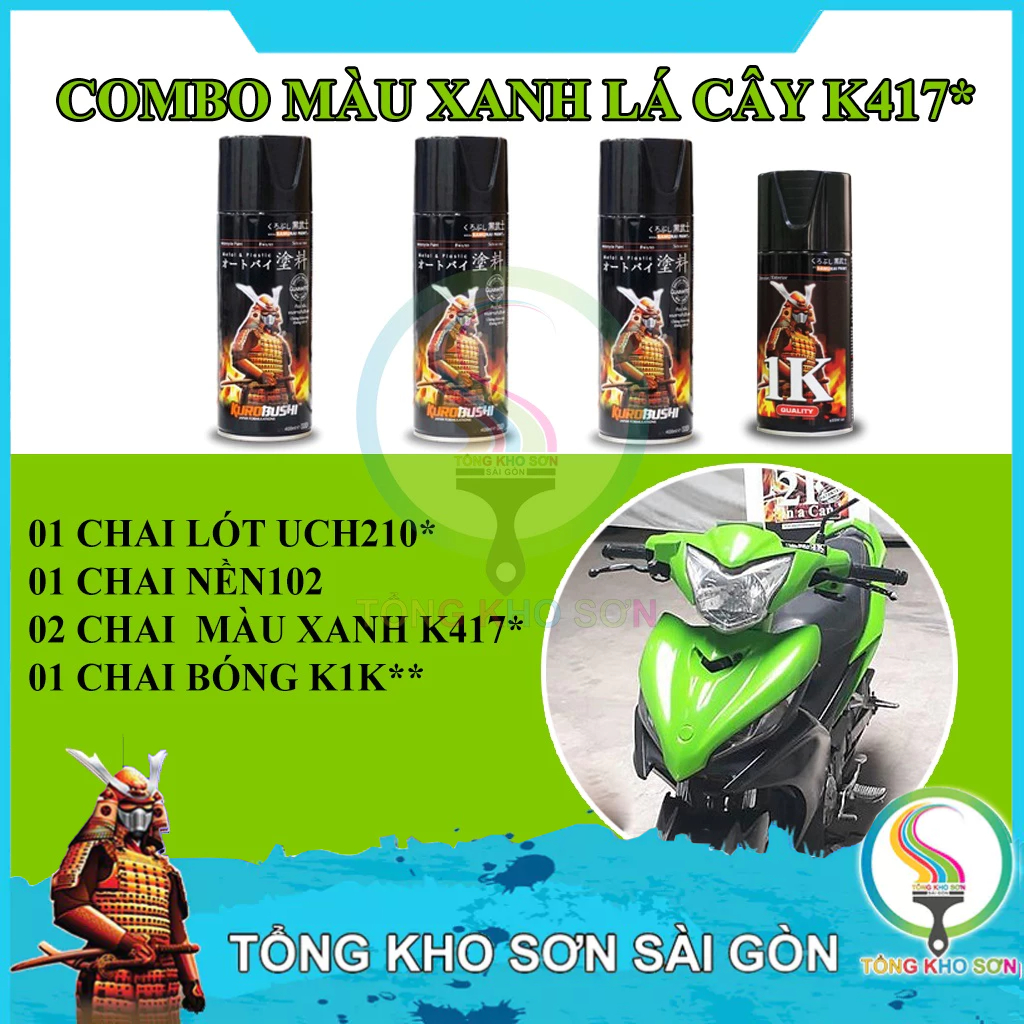 Combo Sơn Xịt Samurai Màu Xanh K417 - UCH210 - 102 -2K01