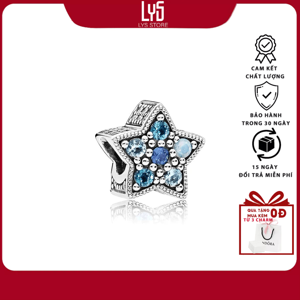 Charm bạc Star Blue Charm 1171 - Charm Xỏ Hình Ngôi Sao Bạc S925