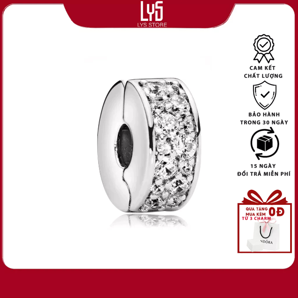 Charm bạcS925 Clear Pave Clip Bạc S925 Charm 1113