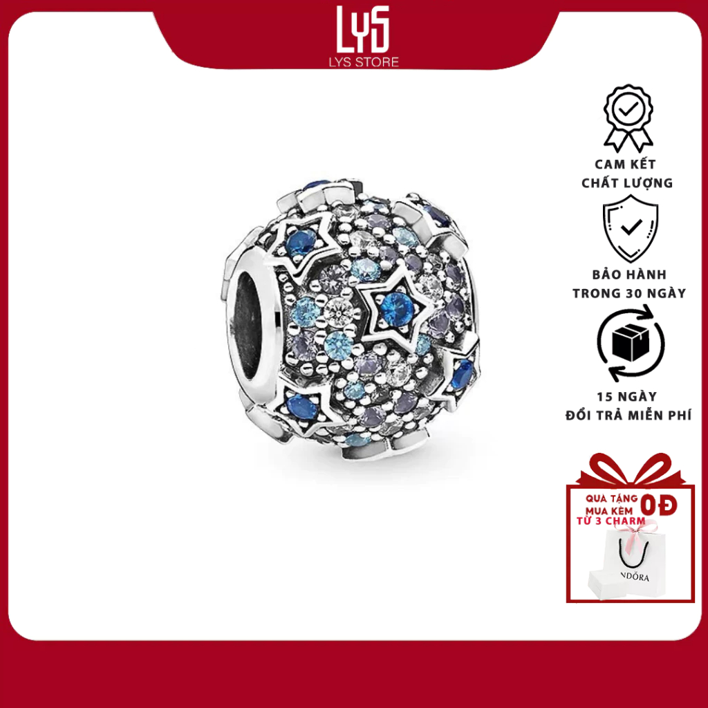 Charm bạc Star Blue Murano Dangle Charm 1148 - Bạc S925