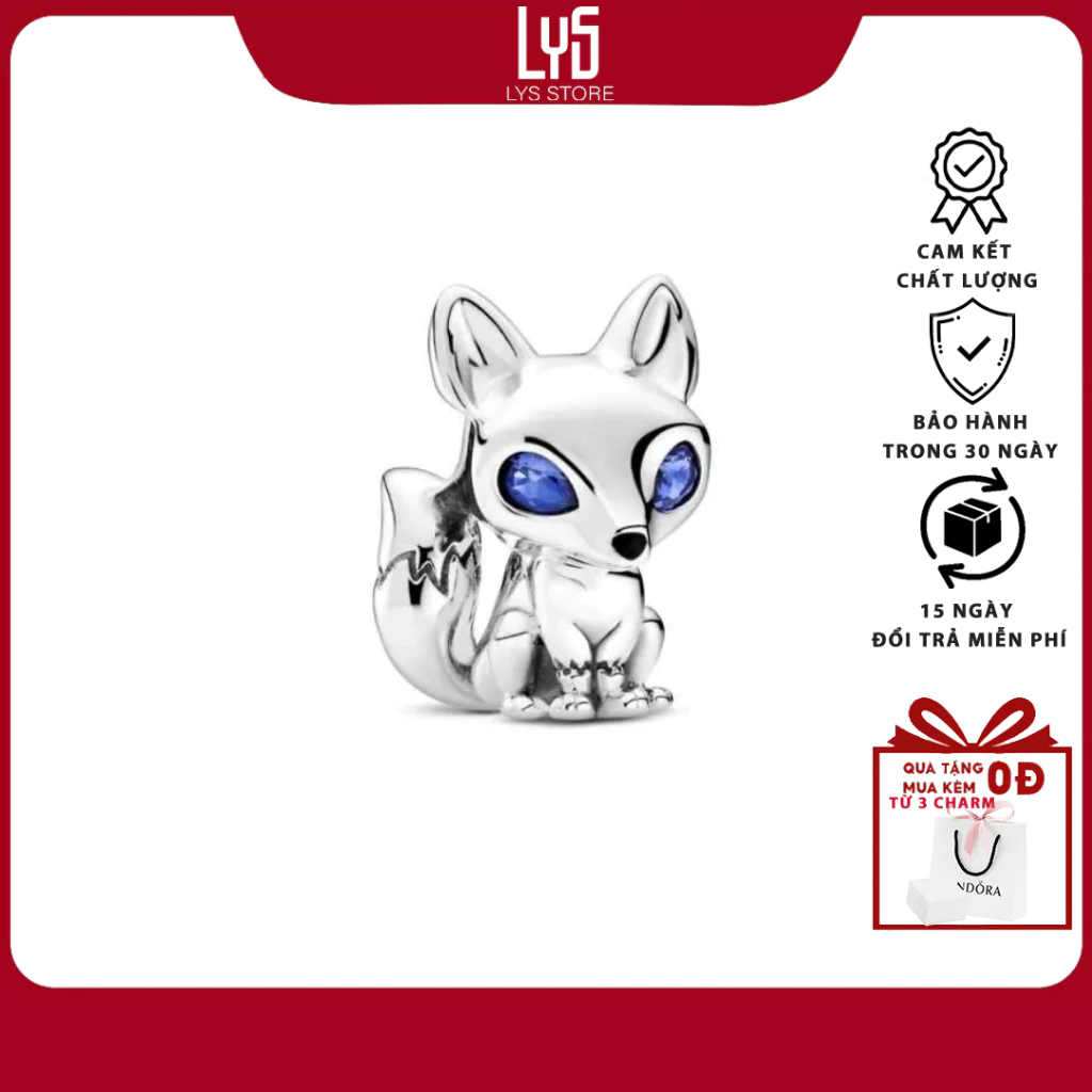 Charm bạc Blue-Eyed Fox Charm 1144 - Bạc S925 Cao Cấp