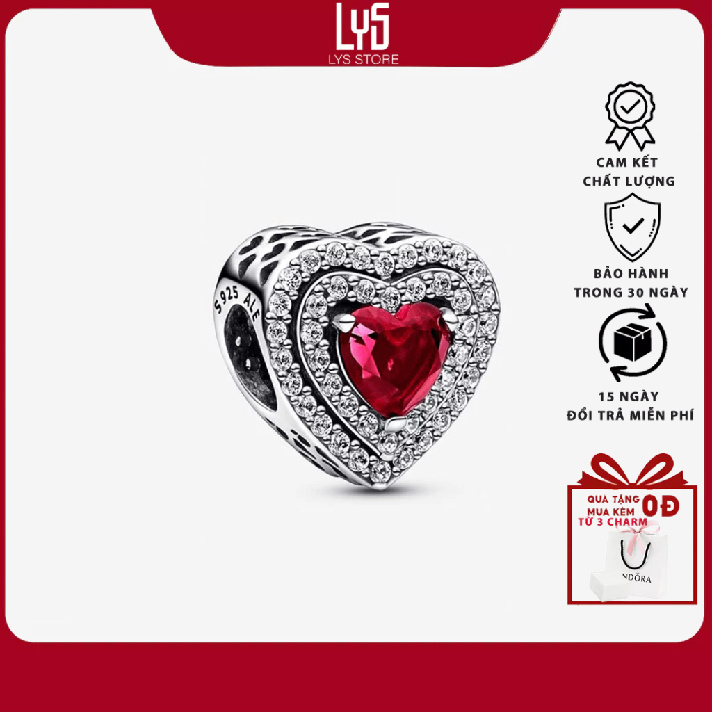 Charm bạc S925 Sparkling Levelled Heart Charm 1136 - Bạc S925