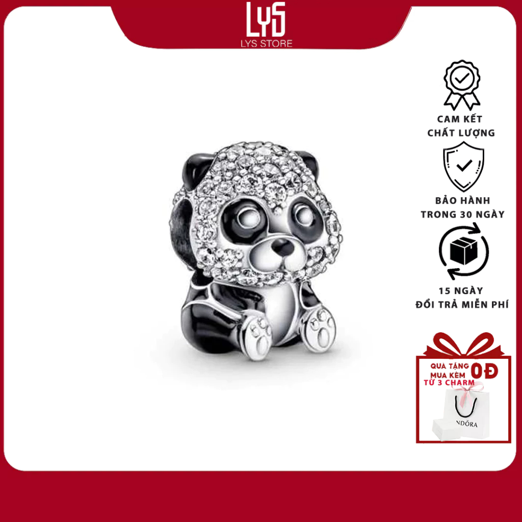 Charm Bạc Lys gấu panda dễ thương Sparkling Cute Panda 1282 - Charm Bạc S925 cao cấp
