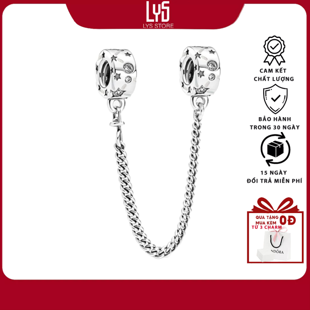 Charm Bạc Lys khóa an toàn Stars & Galaxy Safety Chain 1263 - Charm Bạc S925 cao cấp