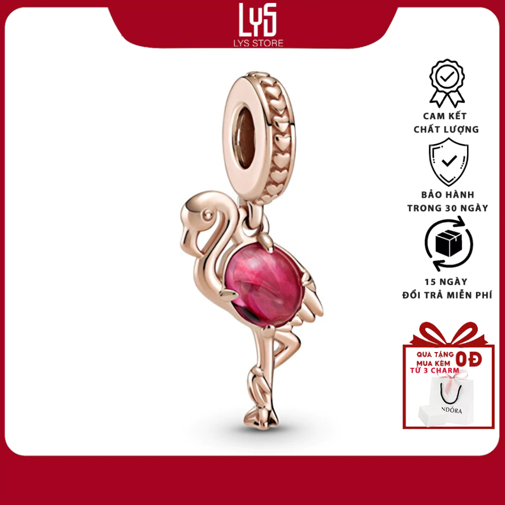 Charm Bạc Lys Hồng Murano Thủy tinh 1388 - Charm Bạc S925 cao cấp
