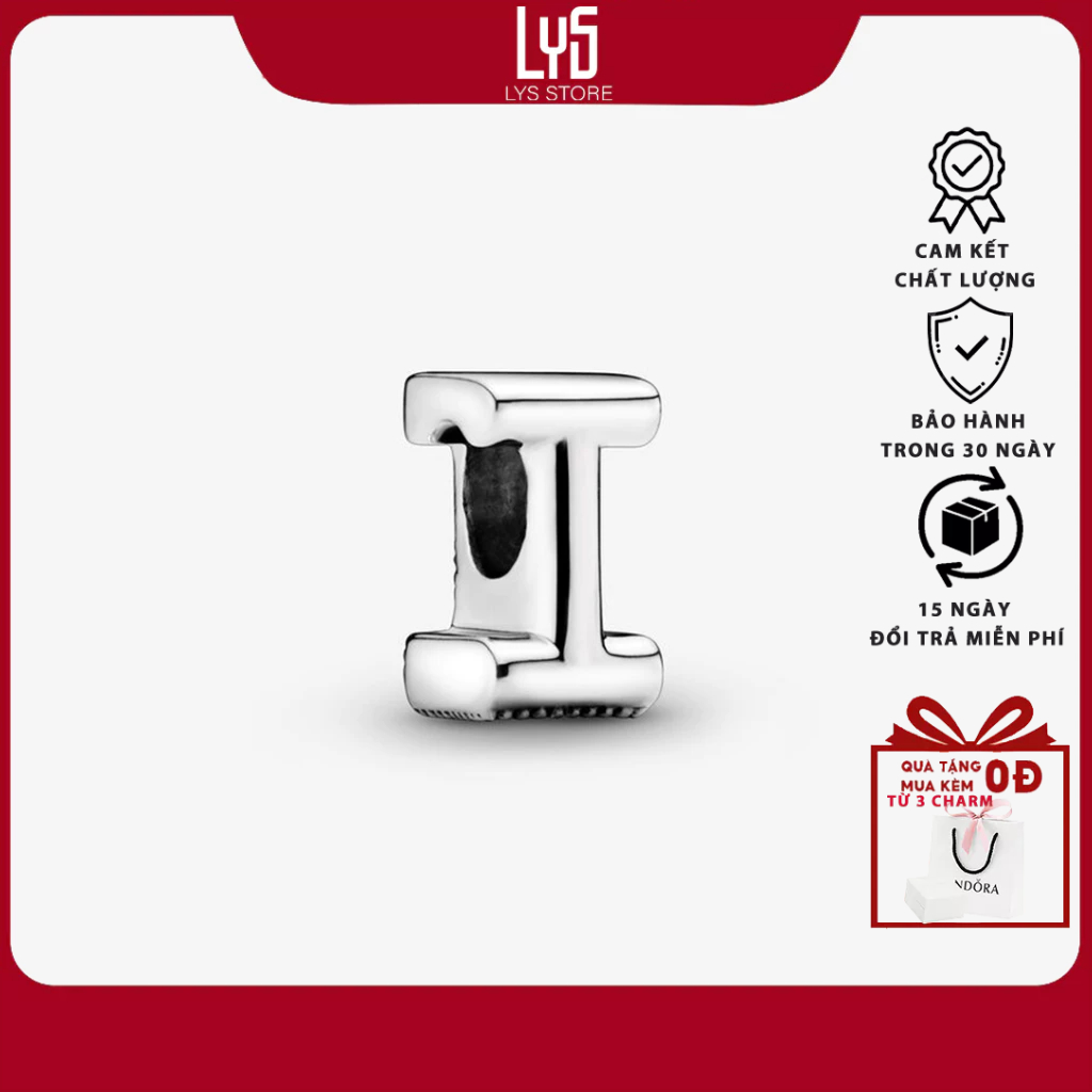 Charm bạc S925 hình chữ I-1340