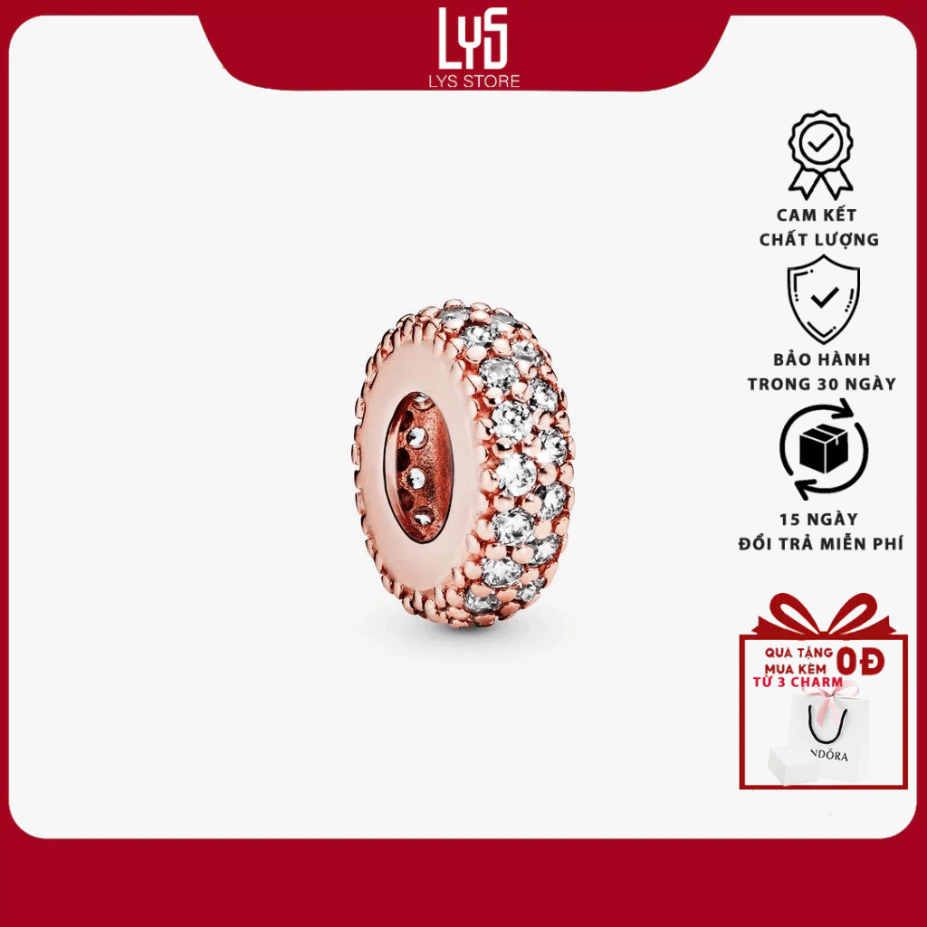 Charm bạc S925 đá hồng Pavé Inspiration 781359CZ - 1329
