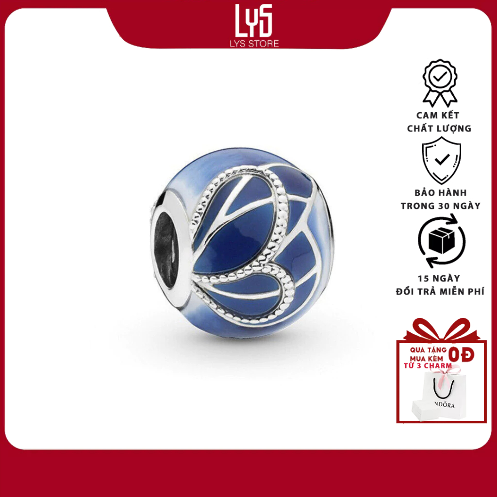 Charm bạc S925 Cánh bướm xanh  Butterfly Wing 1594