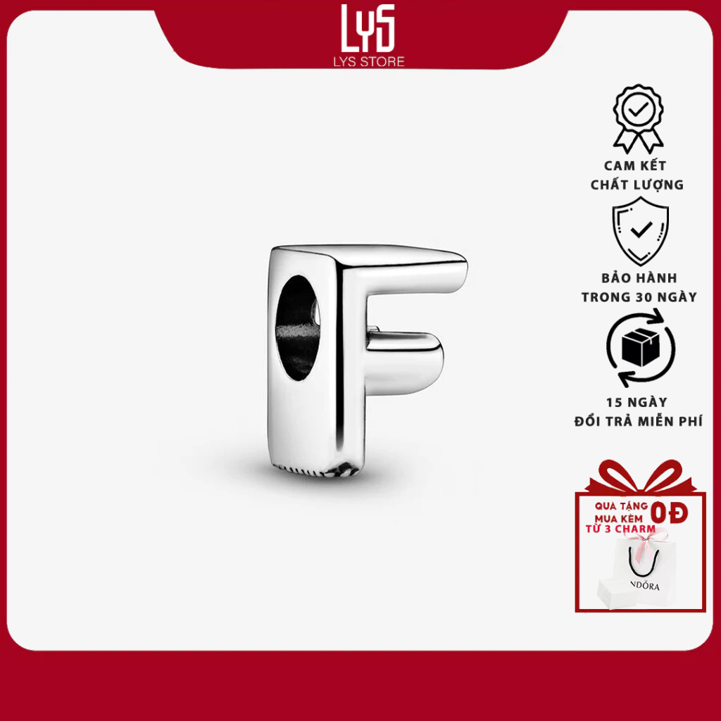 Charm bạc S925 hình chữ F-1378