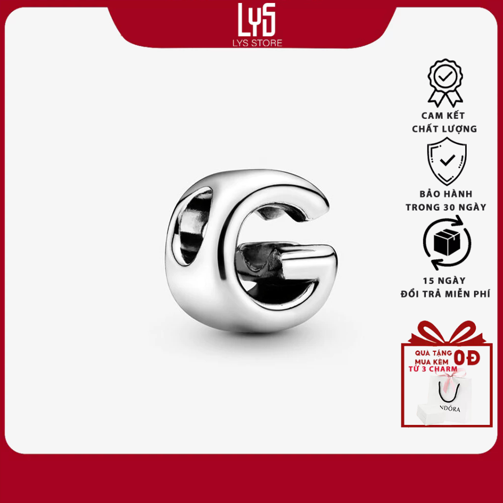 Charm bạc S925 hình chữ G-1301