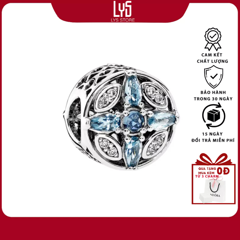 Charm bạc đá xanh Blue Sparkling Dangle Charm 1213 - Bạc S925
