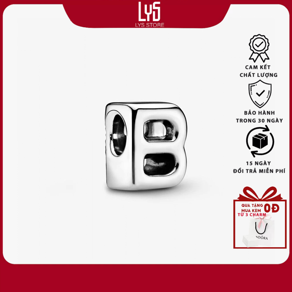 Charm bạc S925 hình chữ B -1297