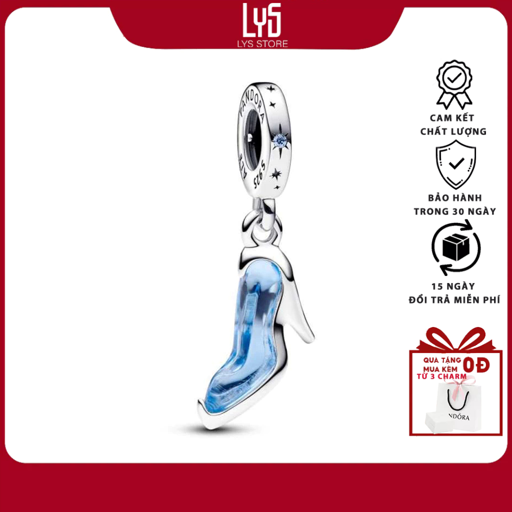 Charm Bạc S925 ALE - Hạt Charm để mix Vòng tay Charm Disney Cinderella's Glass Slipper 1696