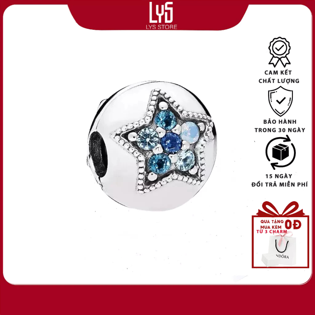 Charm bạc Pavé & Star Congratulations Charm 1141 - Charm Bạc S925