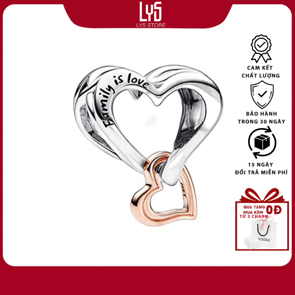 Charm Two-tone Openwork Infinity Heart bạc s925 1642