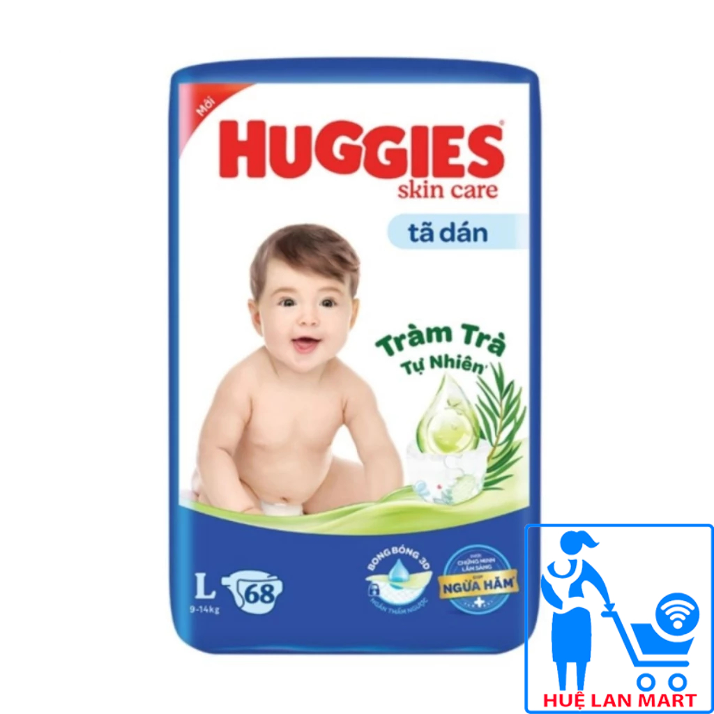 [CHÍNH HÃNG] Bỉm - Tã Dán Huggies Dry Size L68 (Cho Bé 9-14kg)