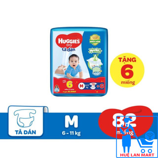 [CHÍNH HÃNG] Bỉm - Tã Dán Huggies Dry Size M76 + 6 (Cho Bé 6-11kg)