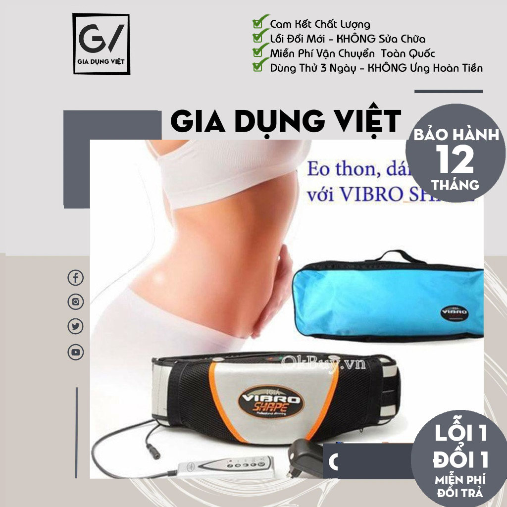 [Hàng Chính Hãng] Đai Massage Giảm Mỡ Bụng Vibro Shape USA  Bảo Hành 12 Tháng - Máy Rung Giảm Mỡ Toàn Thân Hiệu Quả