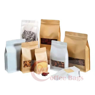{1kg/size} túi zip 8 cạnh giấy có cửa sổ tràn - có 2 màn chống thấm