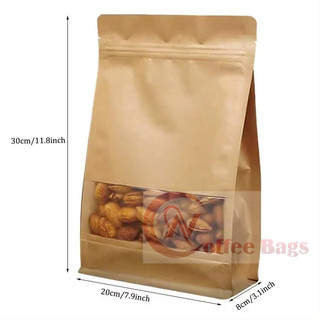 {1kg/1size} - Túi zipper giấy kraft 8 cạnh có cửa sổ - không cửa sổ, có màn chống thấm
