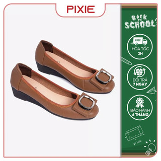 Giày Búp Bê Đế Xuồng Da Thật Khoá Tròn Pixie X665