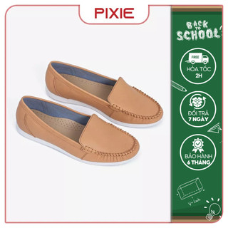 Giày Mọi Moccasin Da Thật Đế Cao Su Pixie X482