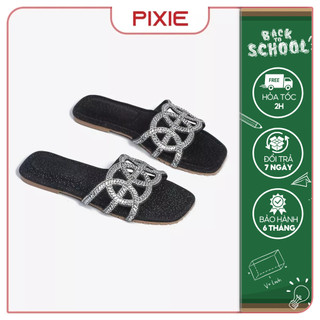 Dép bệt nữ kiểu quai đính đá pixie e266