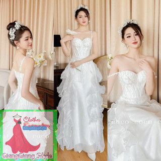 VÁY 2 DÂY TÙNG TƠ BÈO ĐÍNH KIM SA HỌA TIẾT BƯỚM NỔI 210824