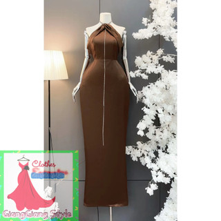 VÁY LỤA CỔ YẾM PHỐI DÂY PHỤ KIỆN 210524