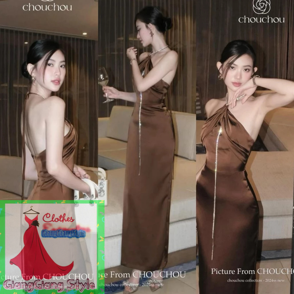 VÁY LỤA CỔ YẾM PHỐI DÂY PHỤ KIỆN 210524