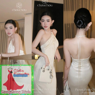 VÁY LỤA CỔ YẾM PHỐI DÂY PHỤ KIỆN 210524