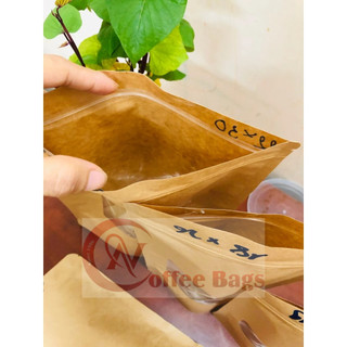 {GIÁ THANH LÝ - 1kg/size} Túi zip giấy kraft đáy đứng cửa sổ (Hàng có sẵn)