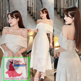 VÁY REN HỌA TIẾT TRÒN VAI TRỄ FORM VINTAGE 300823