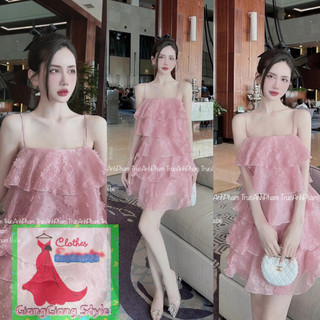 VÁY TƠ HOA REN TẦNG 2 DÂY 130923