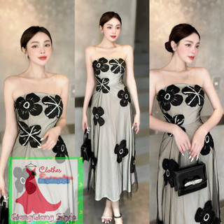 VÁY REN LƯỚI HỌA TIẾT HOA ĐEN TO FORM VINTAGE 070923