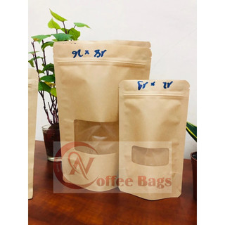 {GIÁ THANH LÝ - 1kg/size} Túi zip giấy kraft đáy đứng cửa sổ (Hàng có sẵn)