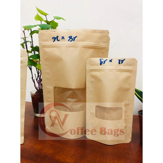 {GIÁ THANH LÝ - 1kg/size} Túi zip giấy kraft đáy đứng cửa sổ (Hàng có sẵn)