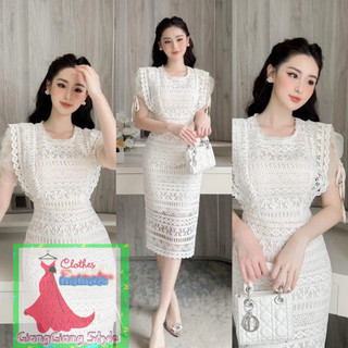 VÁY REN BODY TAY NGẮN RÚT DÂY HOA VĂN 150124