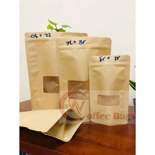 {GIÁ THANH LÝ - 1kg/size} túi giấy kraft đáy đứng giá rẻ (có cửa sổ - không cửa sổ)