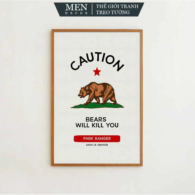Tranh treo tường, Bears Camping Print Camper Wall Art Camper Decor, nhận in theo yêu cầu, tặng kèm đ